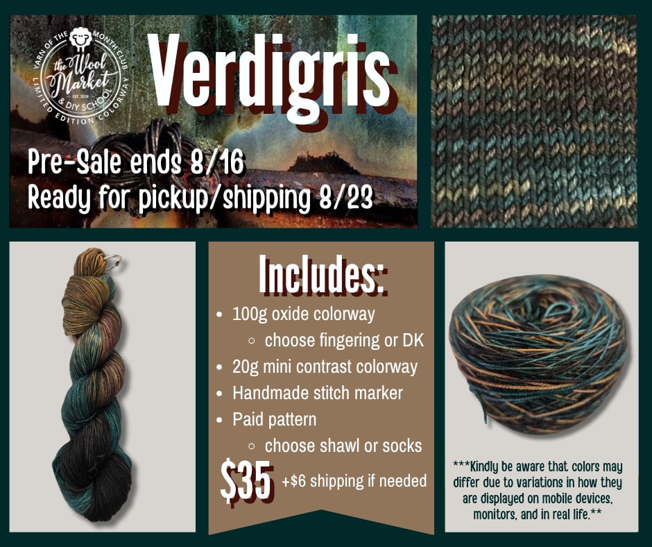 August 2025 Yarn of the Month - Verdigris (DK Weight)